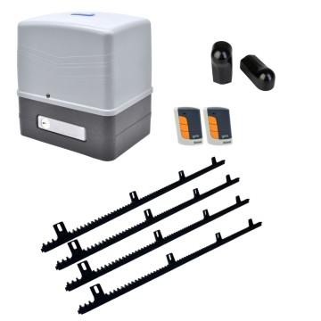 Kit motor puerta corredera Simply - 600 KG - Central, cremallera, fotocelula, luz y tres mandos