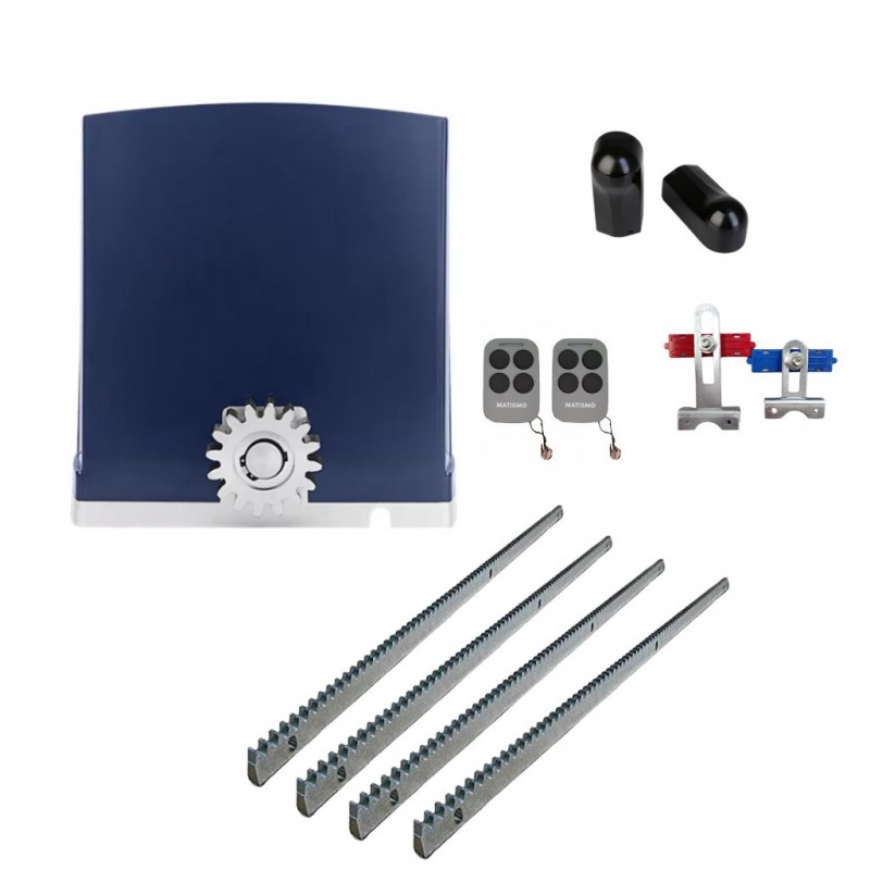 Motor puerta corredera MATISMO AMC800 Kg  - Kit formado por motor,  central, cuatro cremalleras, fotocelulas y tres mandos